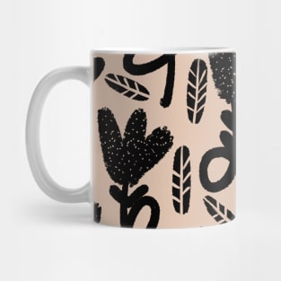 Black and white hand drawn flowers Mug